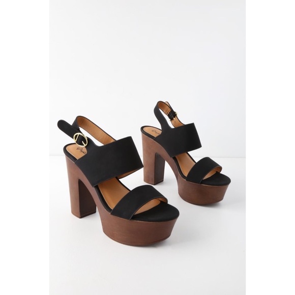 LAST 1! Black platform sandals chunky sole size 10 - Picture 3 of 3